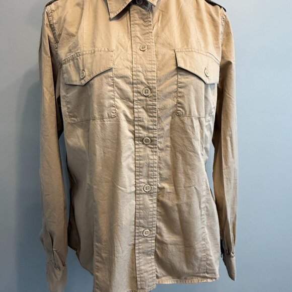 GAP women's large khaki button down long sleeve shirt - Picture 2 of 5